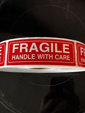 Fragile Handle With Care Sticker 100 piece - Red & White (not roll)